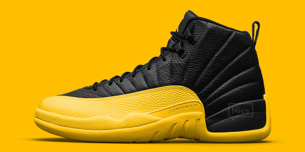 Air Jordan 12 Retro Hitam dan Kuning